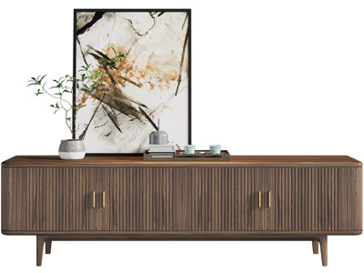 新中式电视柜、装饰画摆件