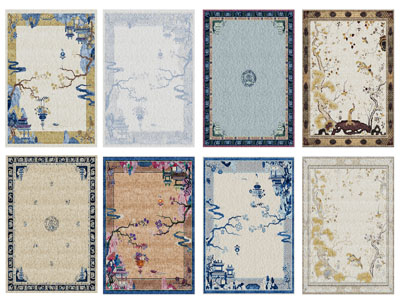 新中式图案长方形地毯3d模型 新中式图案长方形地毯