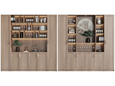 新中式酒柜3d模型 新中式酒柜