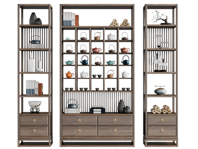 新中式茶具收纳架 博古架