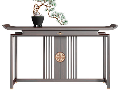 新中式端景台 松树盆景盆栽植物3d模型 新中式端景台 松树盆景盆栽植物