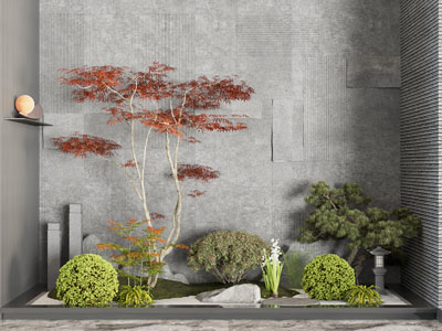 新中式室内枫树 灌木丛景观园艺小品
