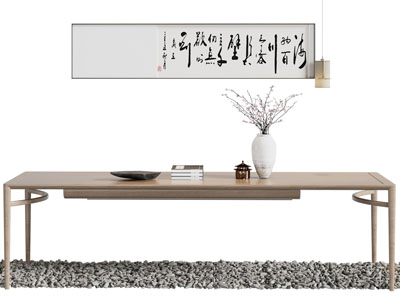 新中式书桌 书法字画装饰画