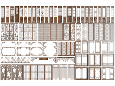 新中式实木镂花窗 窗格 花格 隔断 雕花