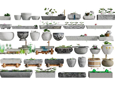 新中式石雕石槽 水槽 庭院水景 荷花池