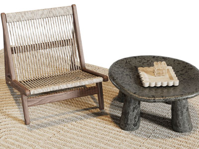 侘寂风休闲椅子 边几