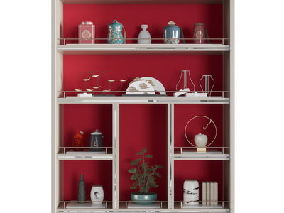 新中式装饰柜 陶瓷茶罐 茶杯摆件组合