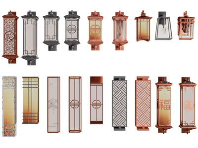 新中式长方体灯罩壁灯