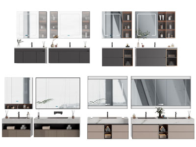 新中式洗手台 浴室柜 卫浴镜