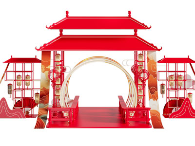 新中式网红美陈 演绎舞台 户外装置