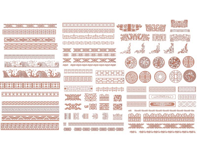 新中式回字花纹 雕花 墙饰 窗花 腰线线条