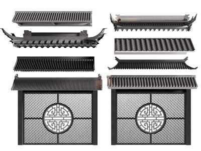 新中式屋檐 景墙 隔断 照墙