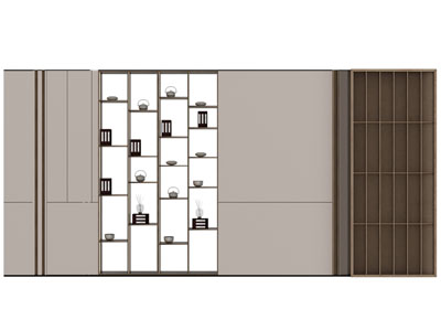 新中式中间镂空的装饰柜