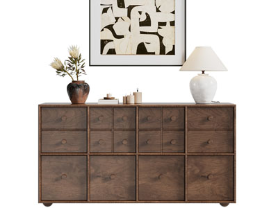 侘寂风实木玄关柜 边柜