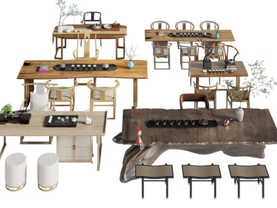 新中式实木茶桌椅组合