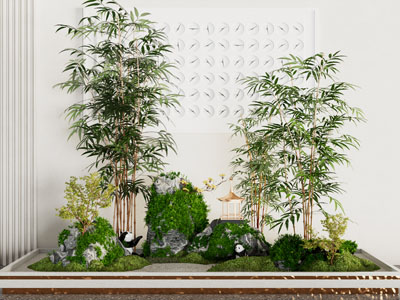 新中式竹子 花草室内景观园艺小品