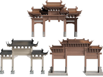 中式牌坊3d模型 中式牌坊