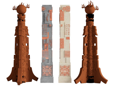 新中式装饰柱子 石柱雕塑3d模型 新中式装饰柱子 石柱雕塑