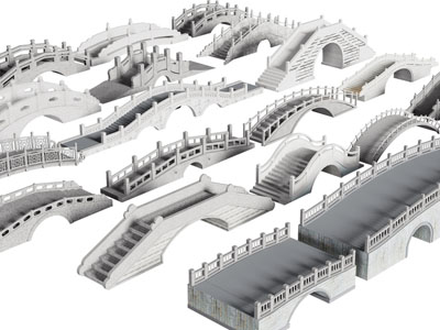 新中式拱桥 石桥 园林景观小桥3d模型 新中式拱桥 石桥 园林景观小桥