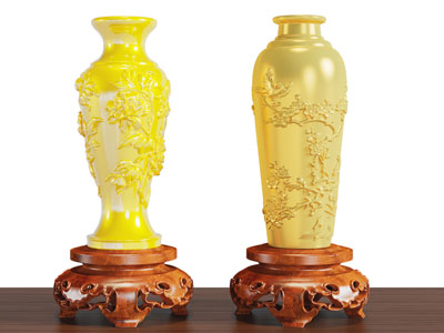 新中式浮雕雕花陶瓷器皿 花瓶 摆件