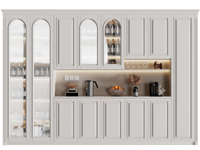 法式装饰玻璃柜门的酒柜