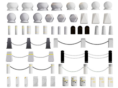 新中式路障 围栏 石墩 车挡石