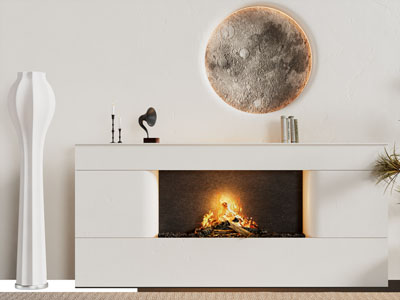 侘寂风壁炉 月球背景墙