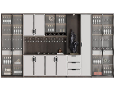 新中式玻璃柜门的酒柜