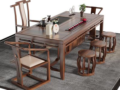 新中式实木茶桌椅组合