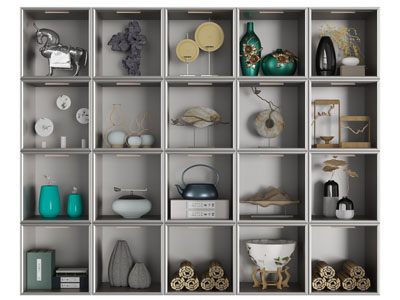 新中式陶瓷器皿 饰品摆件装饰柜