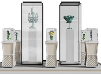 新中式博物馆三星堆文物玻璃展柜 展台 陈列