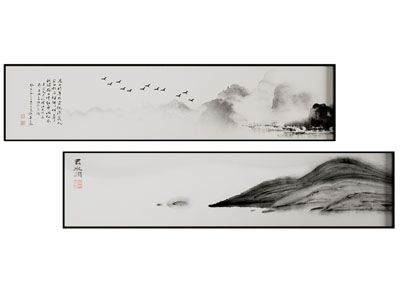 新中式水墨山水装饰挂画3d模型 新中式水墨山水装饰挂画