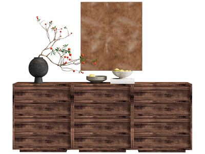 侘寂风实木玄关柜 边柜