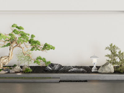 新中式松树 石头室内景观园艺小品