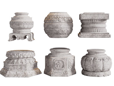 新中式石鼓 柱础 柱基石3d模型 新中式石鼓 柱础 柱基石