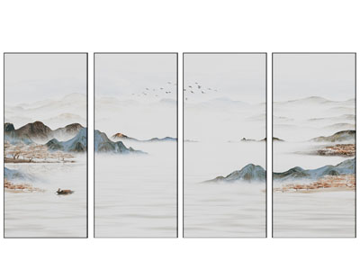 新中式山水装饰挂画3d模型 新中式山水装饰挂画