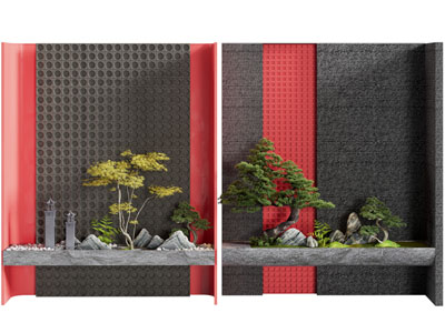 新中式松树 假山室内景观园艺小品