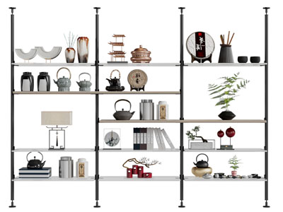 新中式开放式茶罐 书籍摆件装饰架