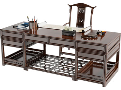 新中式实木书桌椅组合