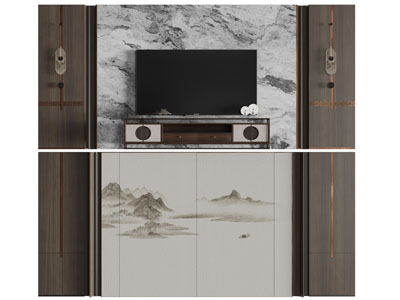 新中式电视柜 电视背景墙