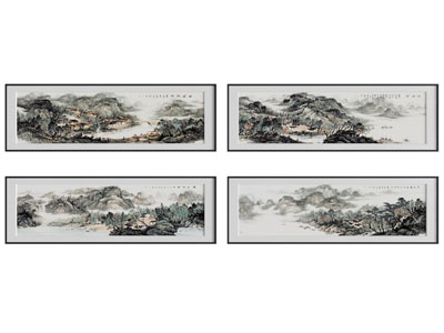 新中式山水装饰挂画3d模型 新中式山水装饰挂画