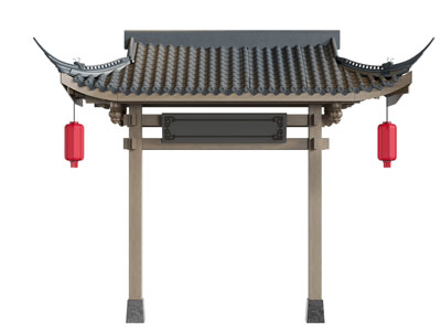 新中式大门 屋檐门头 门洞3d模型 新中式大门 屋檐门头 门洞