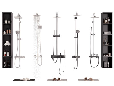 现代淋浴花洒 墙面收纳柜