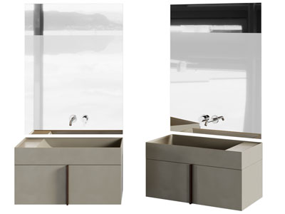 现代悬空洗手台 浴室柜 镜子