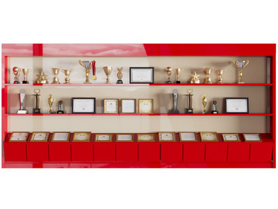 现代奖杯 奖状荣誉背景墙3d模型 现代奖杯 奖状荣誉背景墙