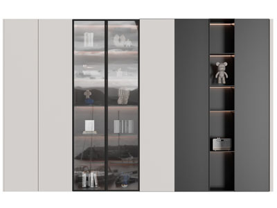 现代中间玻璃柜门的装饰柜 储物柜