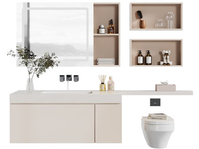 现代洗手台 镜柜 马桶