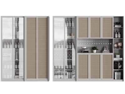 侘寂风编织柜门酒柜