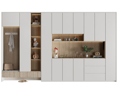 现代实木卡座玄关鞋柜