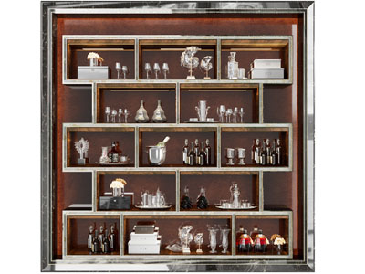 新中式工字格装饰酒柜